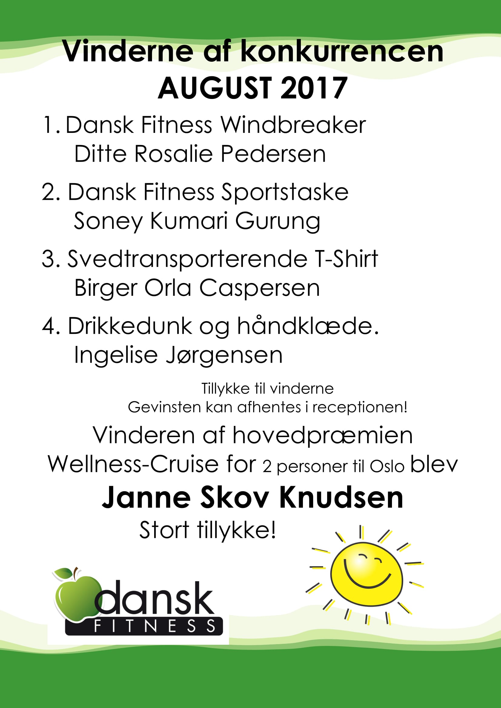 Vinderne af konkurrencen august