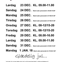 Åbningstider julen 2017