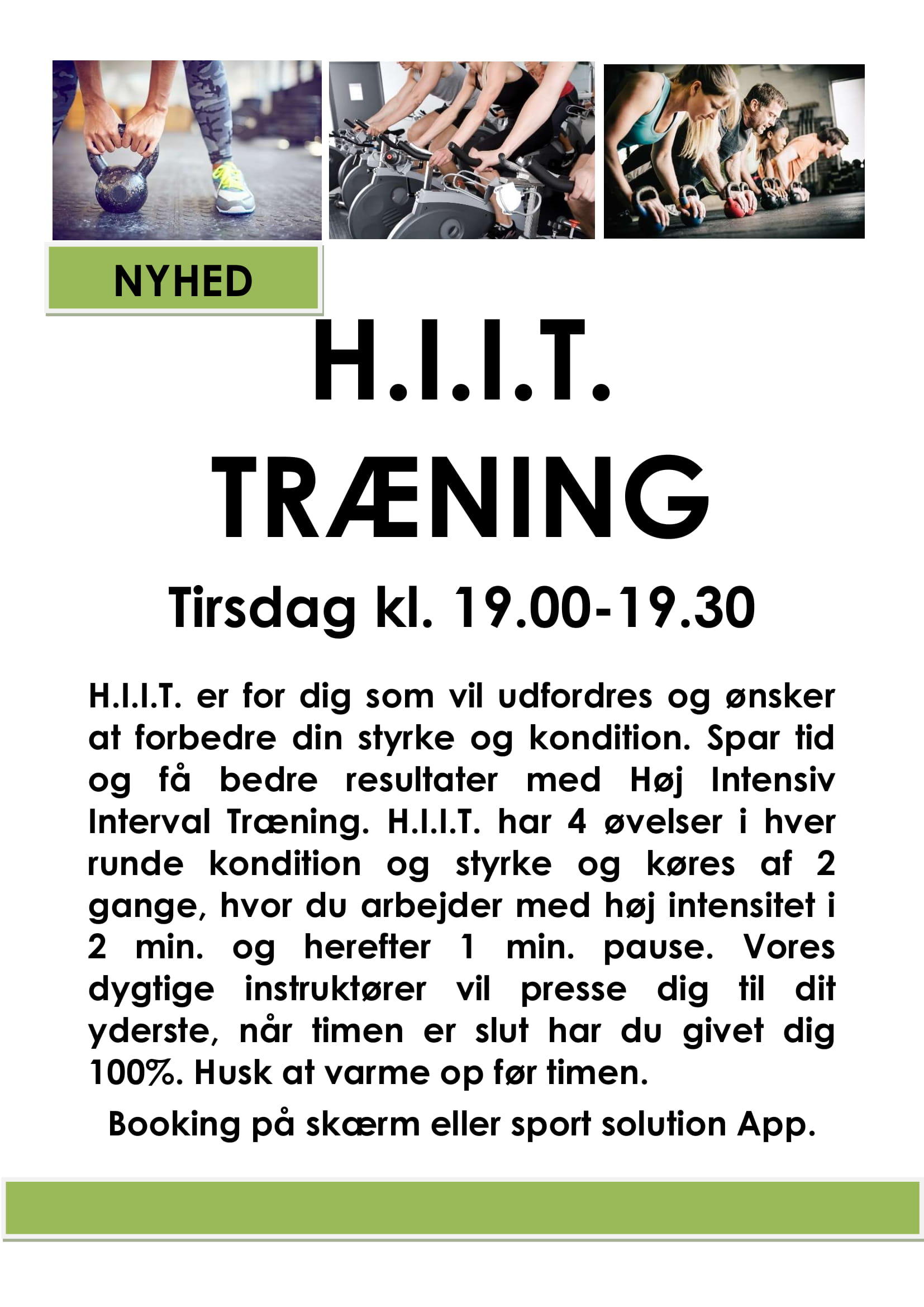 NYHED H.I.I.T. Træning start 1.10.2019