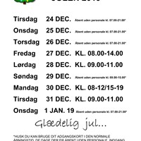 Åbningstider i julen 2019