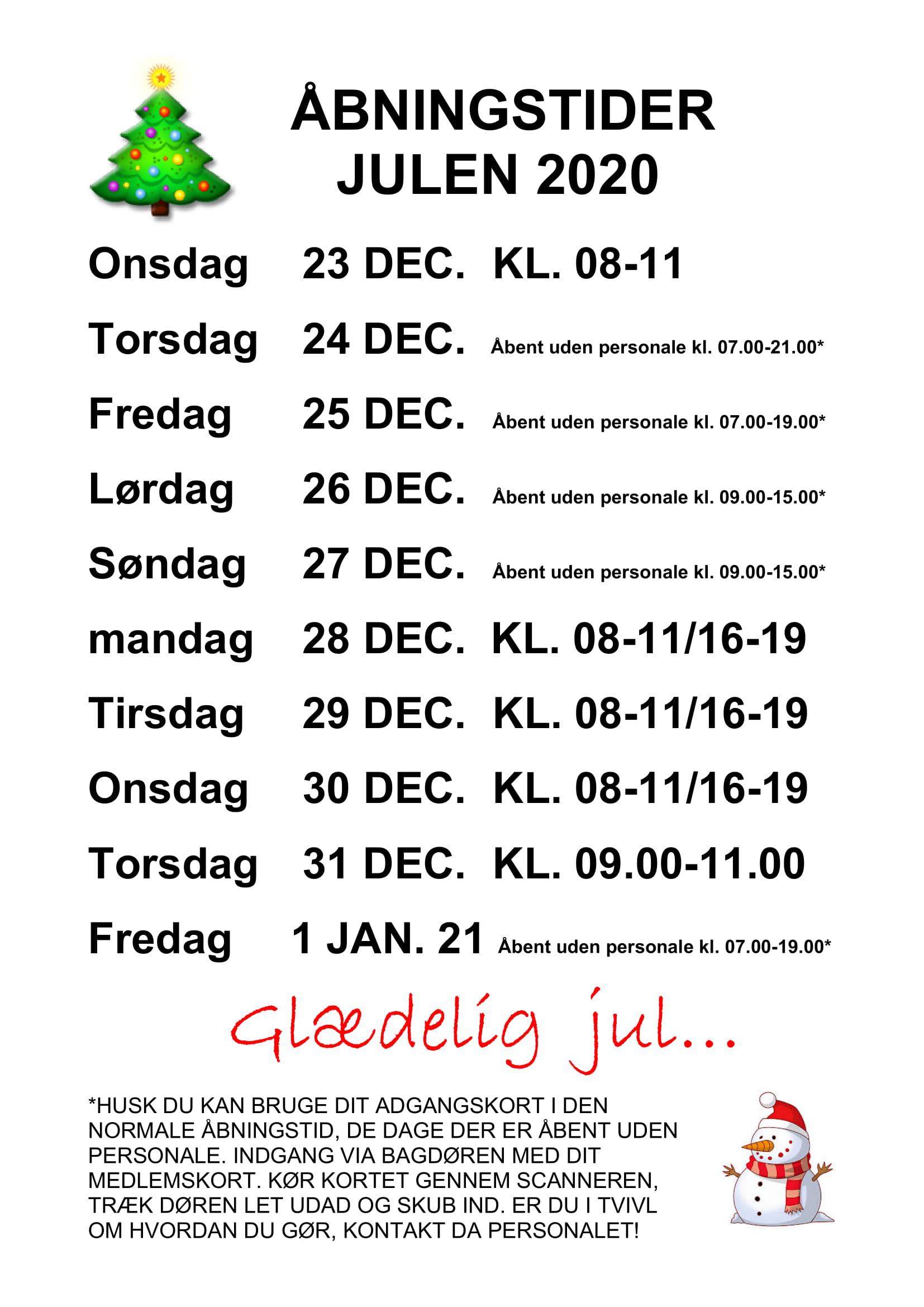Åbningstider jul